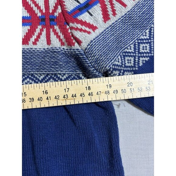 Vintage Sears Roebuck & Co blue Crewneck Holiday sweater red snowflakes Mens L - Picture 3 of 6